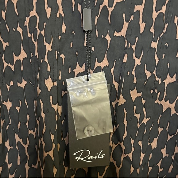 Rails Ariana Blouse Mock Neck Ruffle Cotton Cheetah Animal Print - Picture 5 of 9